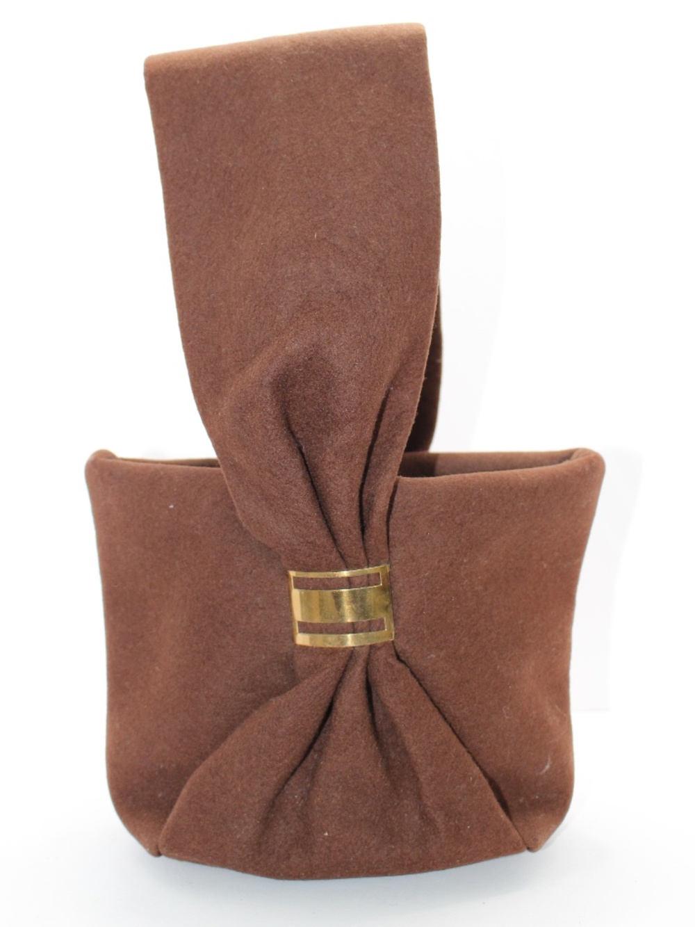 1990s Vintage Brown Suede Sculptural Hobo Shoulder Bag